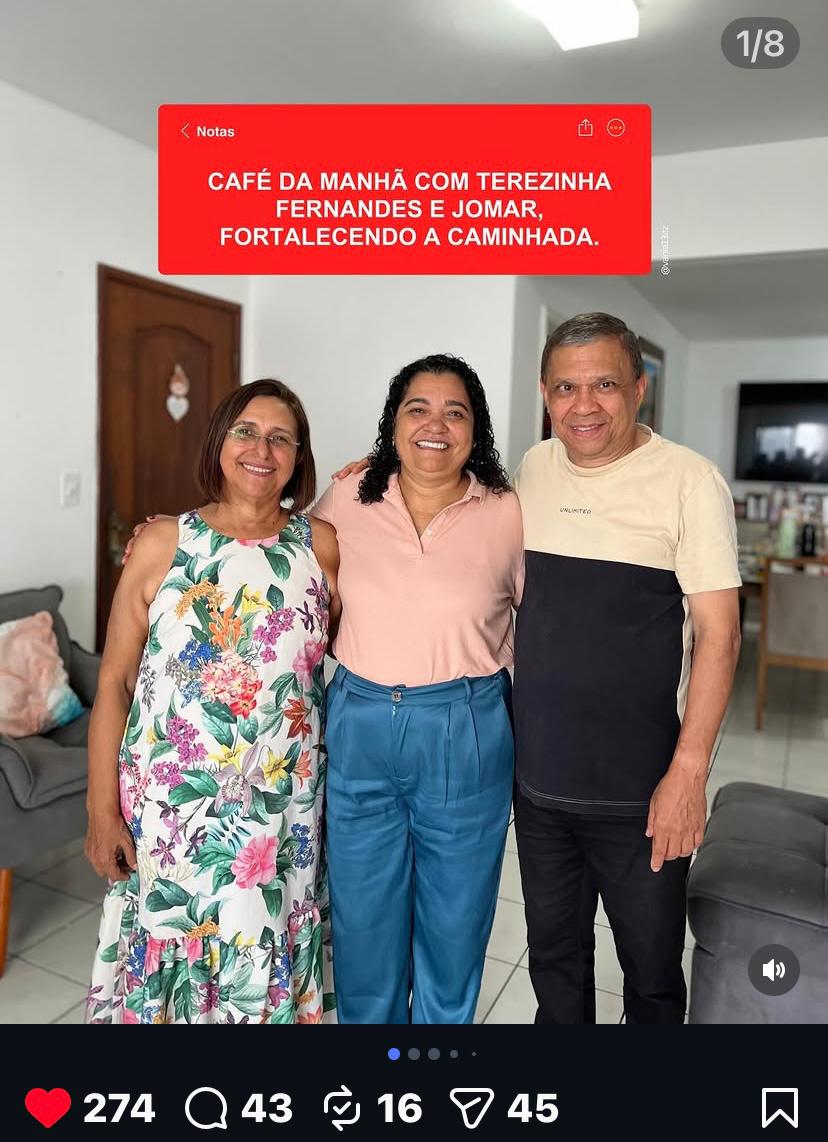 Café da manhã com Terezinha Fernandes e Jomar, fortalecendo a caminhada
